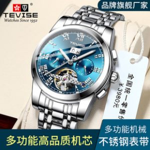 新款TEVISE陀飞轮日历手表男士经典休闲时尚watch机械表批发代理